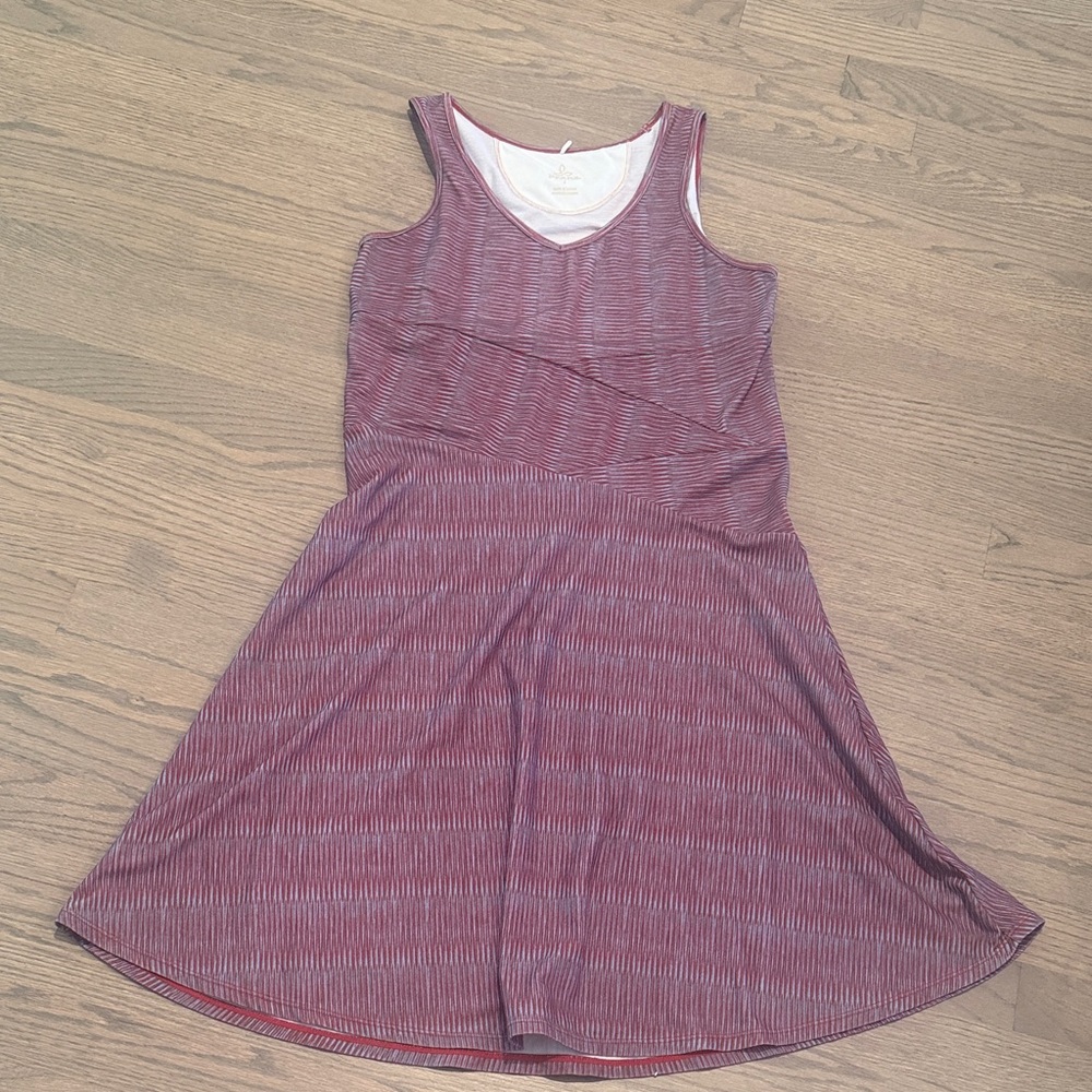 Striped Sleeveless V-Neck Dress in Mauve Pink